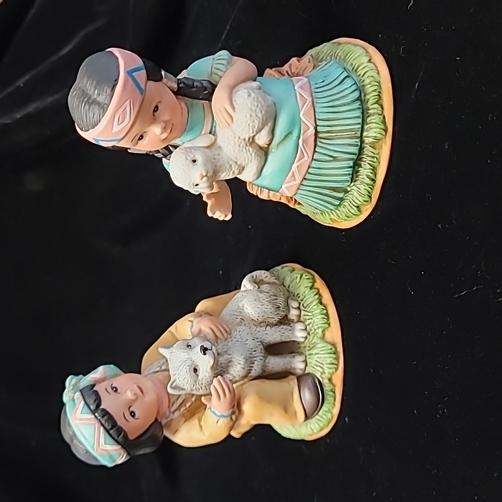 Homco #1428 1 pair, Native Boy and Girl Figurines, NIB‎